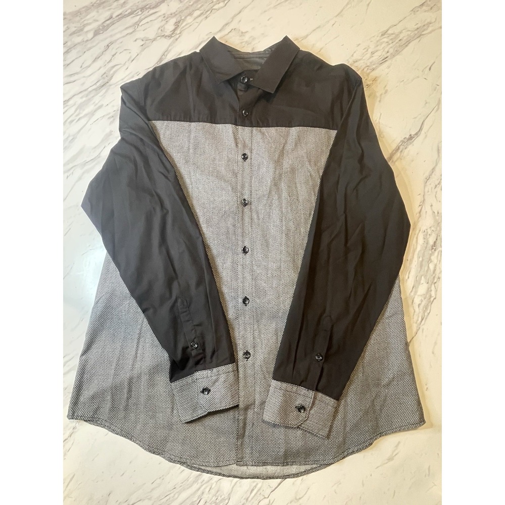 Sean John Black And Grey Button Up Long Sleeve Shirt Size 3XL